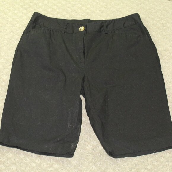 Kim Rogers Women's Size 14 Black Bermuda Cotton Spandex Stretch Shorts - Picture 1 of 6